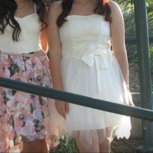 Short White Strapless Lace Tulle Dress - Worn Once